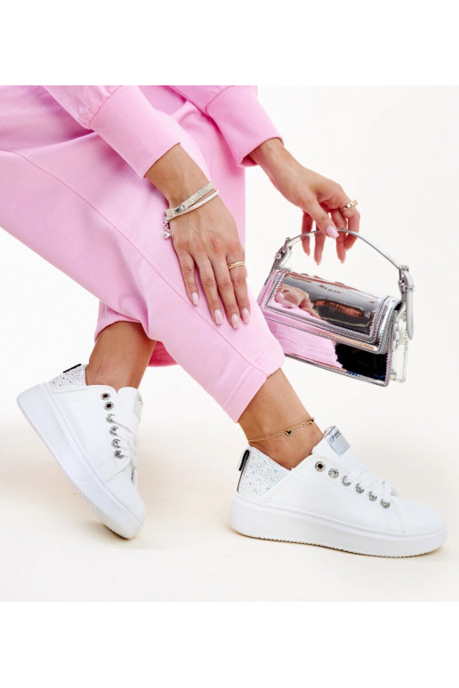 Zapatillas blanco-plateadas con...