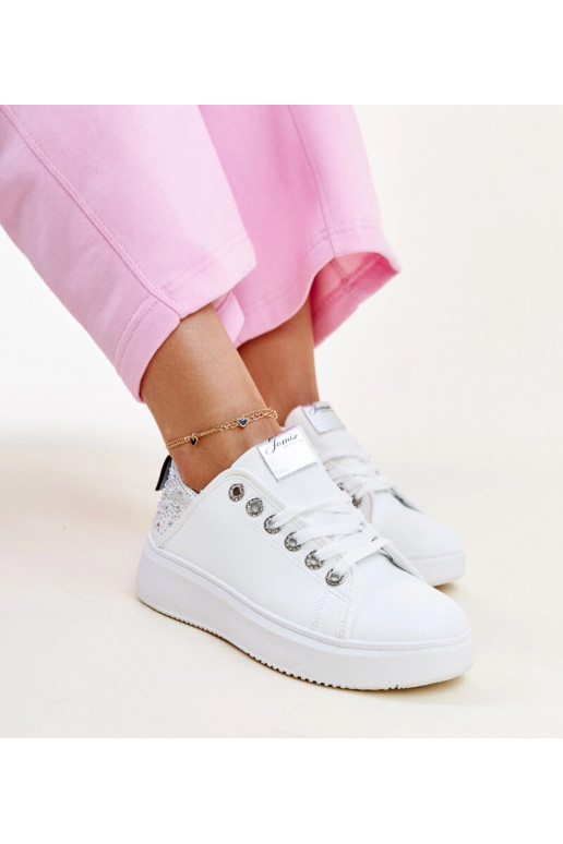 Zapatillas blanco-plateadas con...