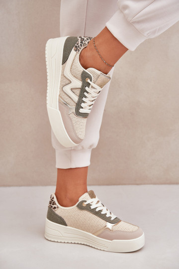 zapatillas Femenino con una plataforma con estampados de piel de leopardo color verde Lorori