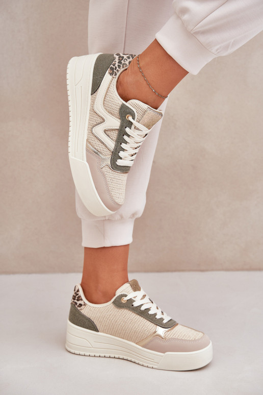 zapatillas Femenino con una plataforma con estampados de piel de leopardo color verde Lorori