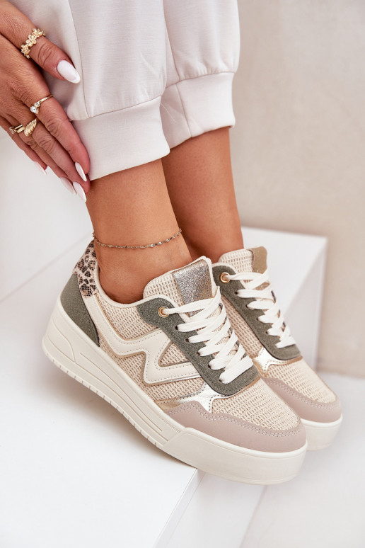 zapatillas Femenino con una plataforma con estampados de piel de leopardo color verde Lorori