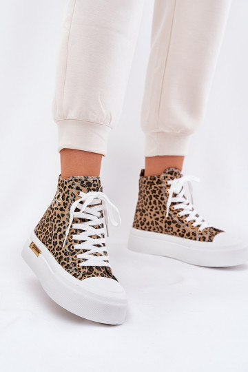zapatos de ocio con suela Femenino con estampados de piel de leopardo con una plataforma color marrón Laviriona
