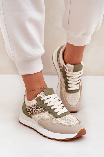 Zapatillas deportivas de mujer con plataforma y estampado en color verde Davinara