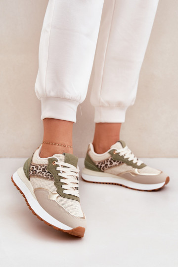 Zapatillas deportivas de mujer con plataforma y estampado en color verde Davinara 2