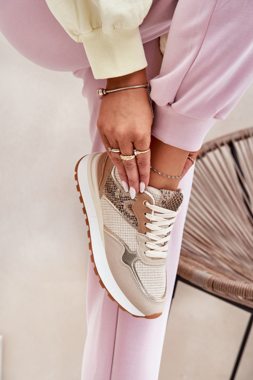 zapatillas Femenino con una plataforma patrón de animales beige Davinara