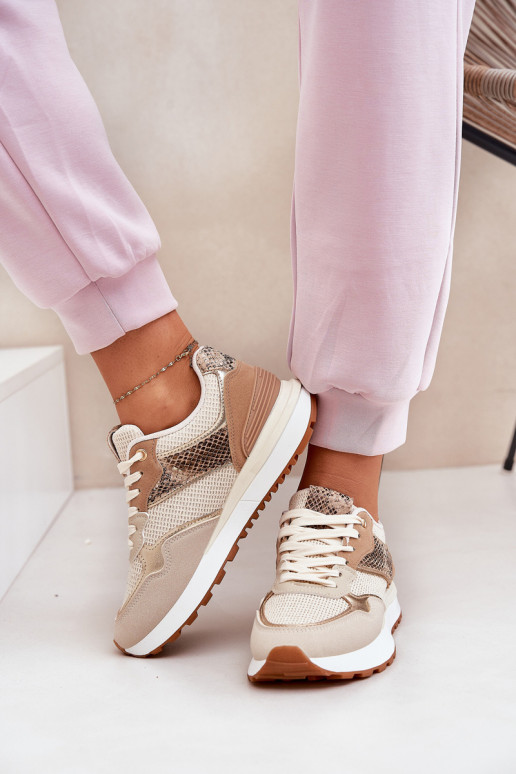 zapatillas Femenino con una plataforma patrón de animales beige Davinara