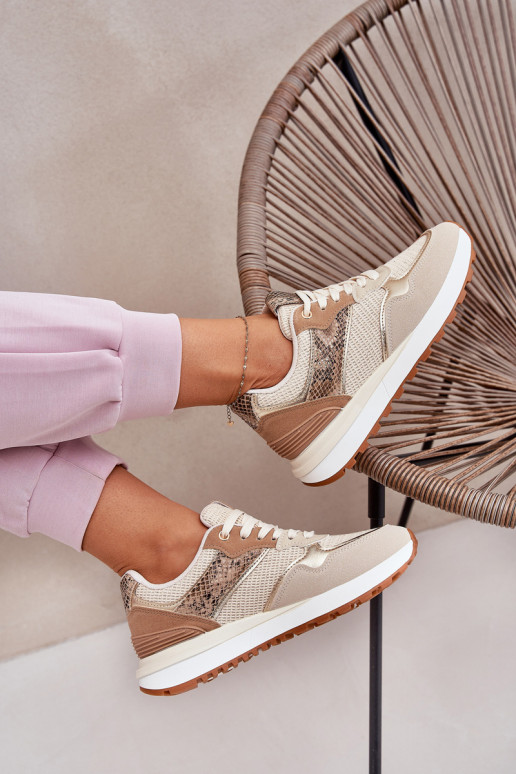 zapatillas Femenino con una plataforma patrón de animales beige Davinara