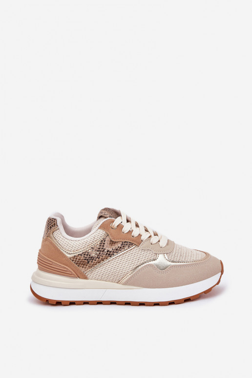 zapatillas Femenino con una plataforma patrón de animales beige Davinara