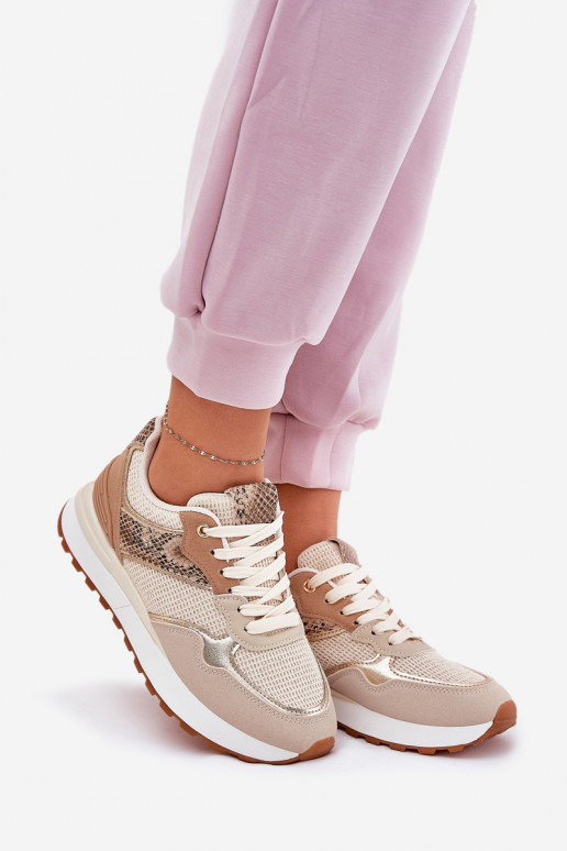 zapatillas Femenino con una plataforma patrón de animales beige Davinara