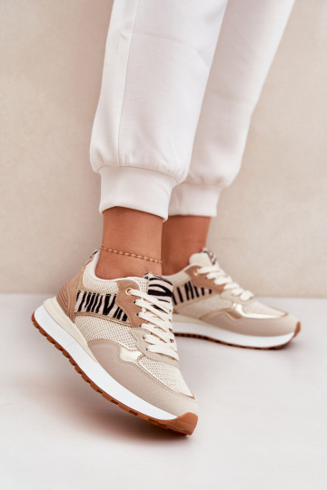 zapatillas Femenino con una plataforma Zebra beige Davinara 2