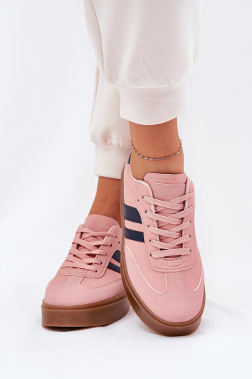 zapatillas modelo Moteriškas con plataforma de cuero ecológico color rosa Ediriella 2
