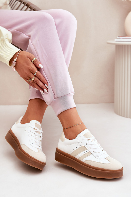 Zapatillas modelo zapatos. Femenino con una plataforma de cuero ecológico beige-el color blanco Ediriella Zapatillas modelo zapatos. Femenino con una plataforma de cuero ecológico beige-el color blanco Ediriella