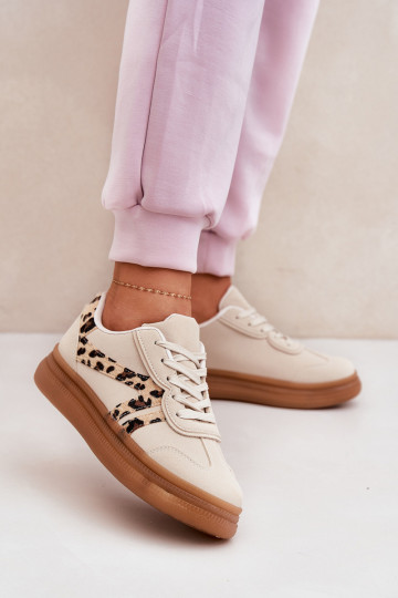 Femenino Zapatillas modelo zapatos. con una plataforma con estampados de piel de leopardo beige Totter