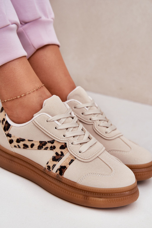 Femenino Zapatillas modelo zapatos. con una plataforma con estampados de piel de leopardo beige Totter