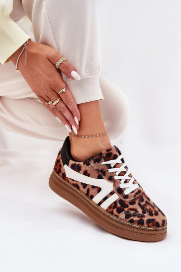 zapatillas modelo Moteriškas con plataforma con estampado de leopardo color marrón Totter