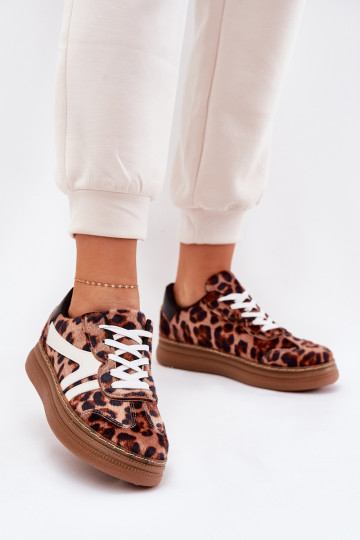 zapatillas modelo Moteriškas con plataforma con estampado de leopardo color marrón Totter 2