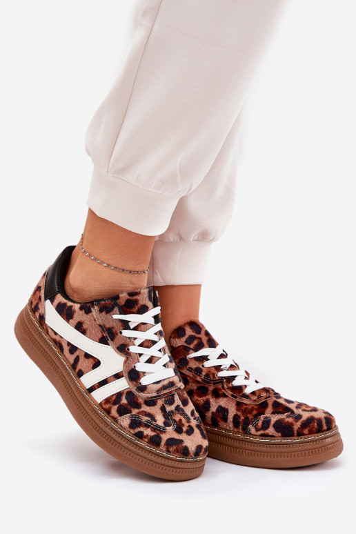 Femenino Zapatillas modelo zapatos. con una plataforma con estampados de piel de leopardo color marrón Totter