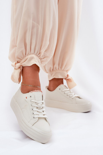 Zapatos de ocio con una plataforma de cuero ecológico Big Star RR274A297 color marfil