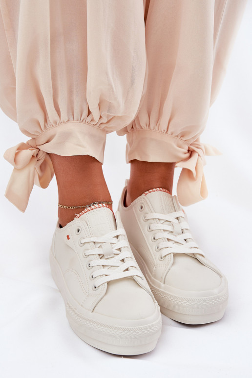 Zapatos de ocio con una plataforma de cuero ecológico Big Star RR274A297 color marfil