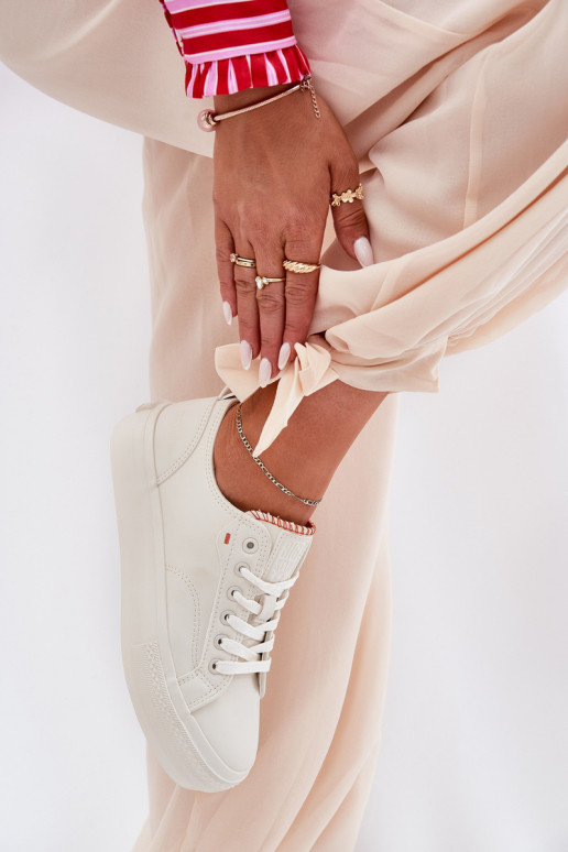 Zapatos de ocio con una plataforma de cuero ecológico Big Star RR274A297 color marfil