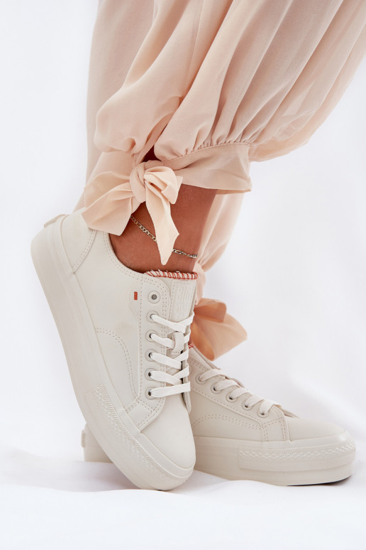 Zapatos de ocio con una plataforma de cuero ecológico Big Star RR274A297 color marfil
