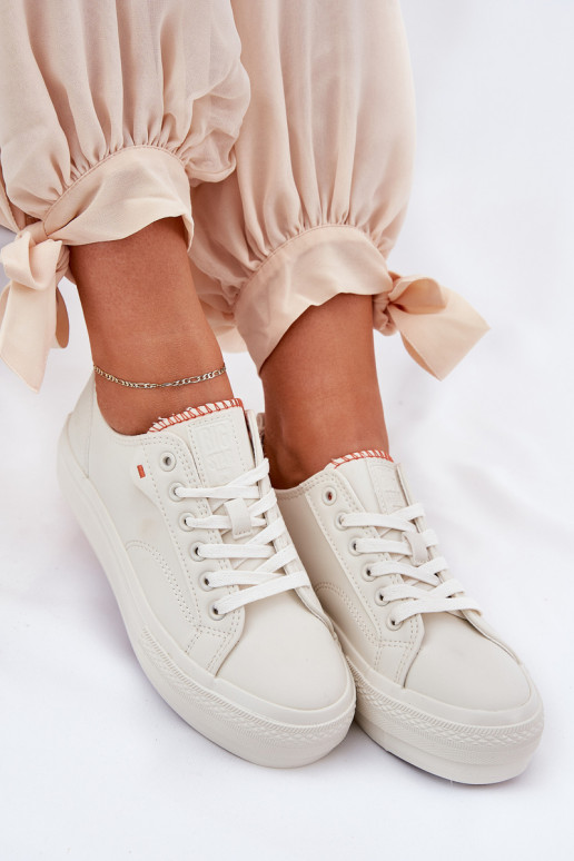 Zapatos de ocio con una plataforma de cuero ecológico Big Star RR274A297 color marfil