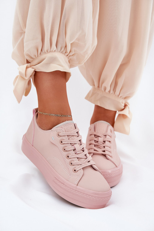 Zapatos de ocio con una plataforma de cuero ecológico Big Star RR274A294 color rosa