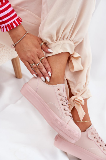 Zapatos de ocio con una plataforma de cuero ecológico Big Star RR274A294 color rosa