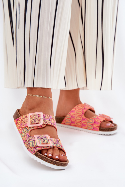 zapatillas de mujer con hebillas y brillo S.Barski RB51-006 color naranja zapatillas de mujer con hebillas y brillo S.Barski RB51-006 color naranja