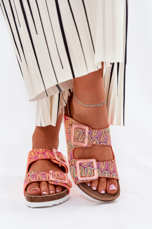 zapatillas de mujer con hebillas y brillo S.Barski RB51-006 color naranja zapatillas de mujer con hebillas y brillo S.Barski RB51-006 color naranja