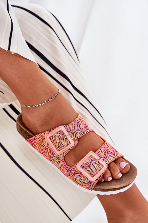 zapatillas de mujer con hebillas y brillo S.Barski RB51-006 color naranja zapatillas de mujer con hebillas y brillo S.Barski RB51-006 color naranja