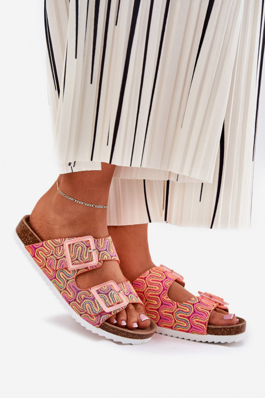 zapatillas de mujer con hebillas y brillo S.Barski RB51-006 color naranja zapatillas de mujer con hebillas y brillo S.Barski RB51-006 color naranja