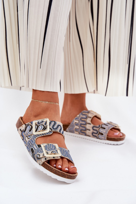 zapatillas de mujer con hebillas y brillo S.Barski RB51-006 beige zapatillas de mujer con hebillas y brillo S.Barski RB51-006 beige