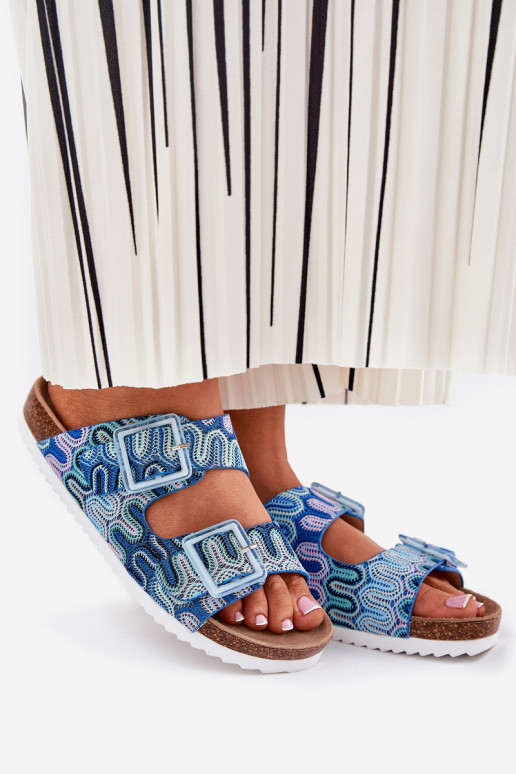 zapatillas de mujer con hebillas y brillo S.Barski RB51-006 color azul zapatillas de mujer con hebillas y brillo S.Barski RB51-006 color azul