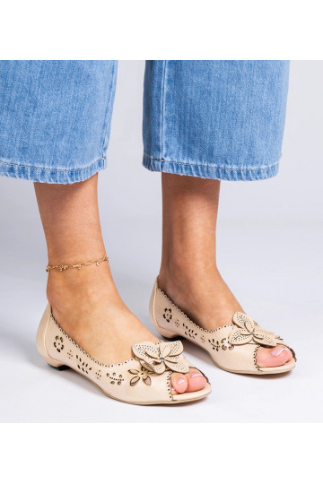 Bailarinas beige calado con... 2