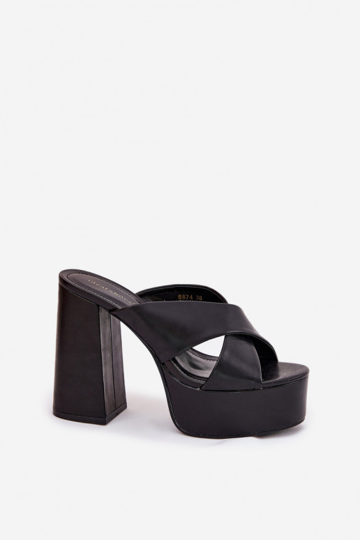 zapatillas de mujer con una plataforma I Registro de color negro Lenobos