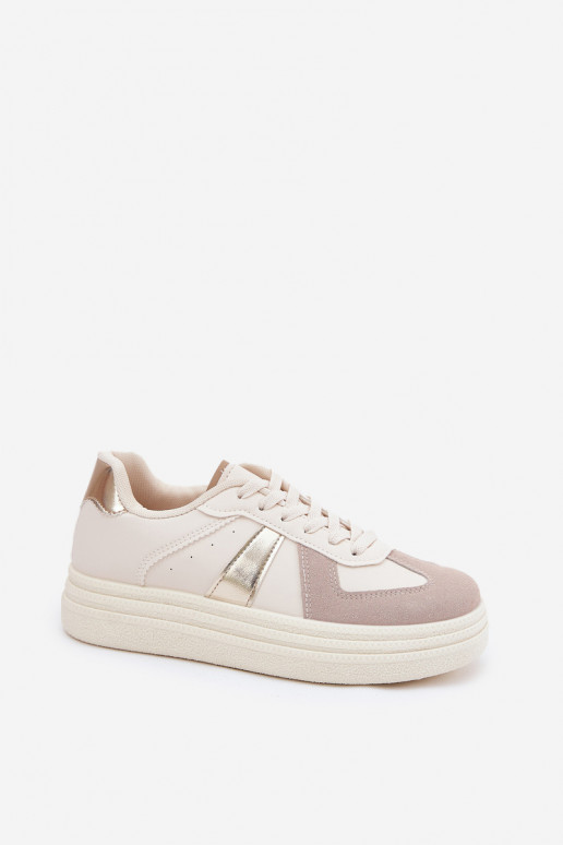 Eko Piel Zapatillas modelo zapatos. Femenino con una plataforma beige Goriette