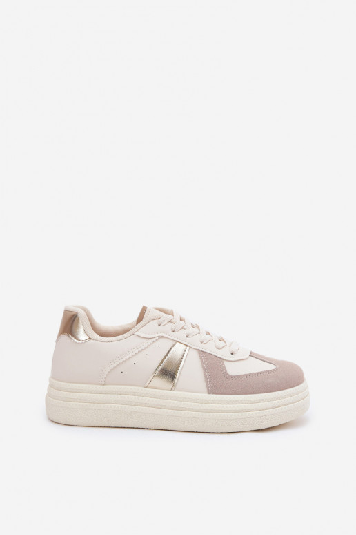 Eko Piel Zapatillas modelo zapatos. Femenino con una plataforma beige Goriette