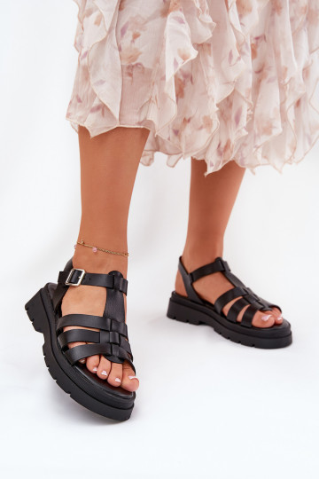Sandalias de plataforma ecológicas negras para mujeres