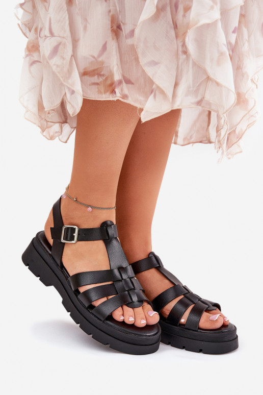Eko Sandalias de mujer Femenino con una plataforma de color negro Nendales Eko Sandalias de mujer Femenino con una plataforma de color negro Nendales