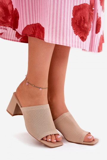 zapatillas de mujer con tacones Typu Słupek beige ENenilan
