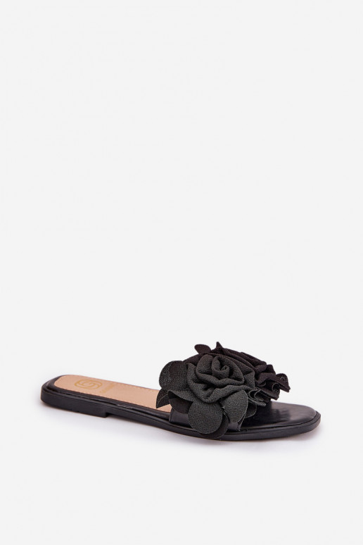 zapatillas de mujer con tacones anchos Con decoracionesi con motivos floralesami de color negro Misorsse