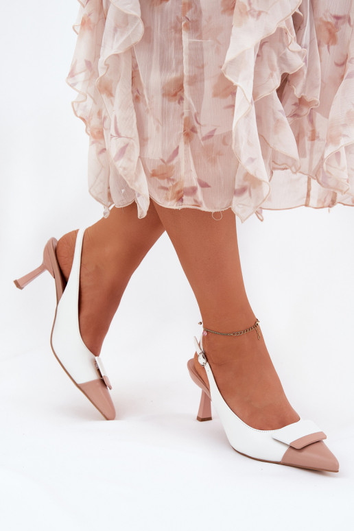 Estilo elegante zapatos de tacón alto con adornos Eko Piel el color blanco Ottoles Estilo elegante zapatos de tacón alto con adornos Eko Piel el color blanco Ottoles
