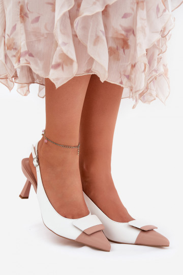 Estilo elegante zapatos de tacón alto con adornos Eko Piel el color blanco Ottoles 2