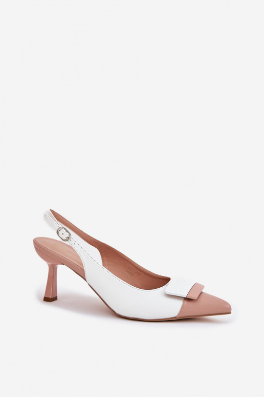 Estilo elegante zapatos de tacón alto con adornos Eko Piel el color blanco Ottoles Estilo elegante zapatos de tacón alto con adornos Eko Piel el color blanco Ottoles