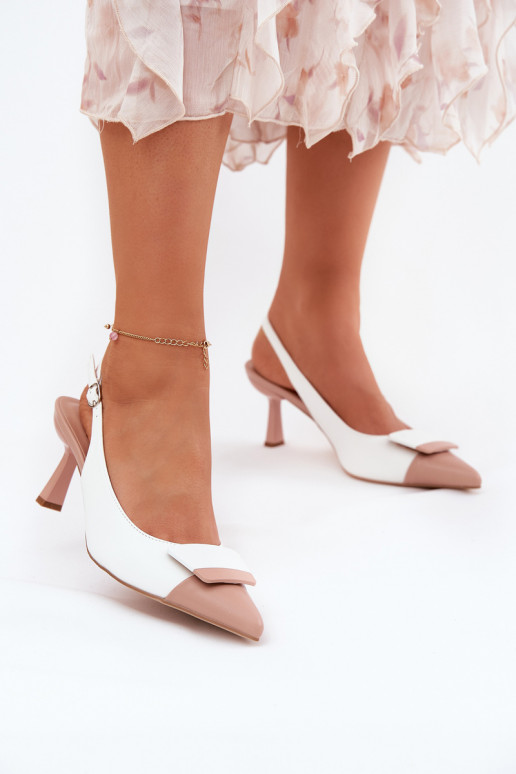 Estilo elegante zapatos de tacón alto con adornos Eko Piel el color blanco Ottoles Estilo elegante zapatos de tacón alto con adornos Eko Piel el color blanco Ottoles