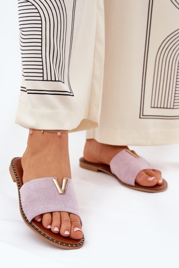 Zapatillas de mujer con tacones anchos y detalles elegantes color violeta Saliena 2
