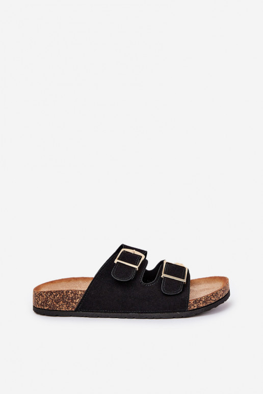 zapatillas de mujer con una plataforma Ze color doradomi con hebillasmi de color negro Lisavionea