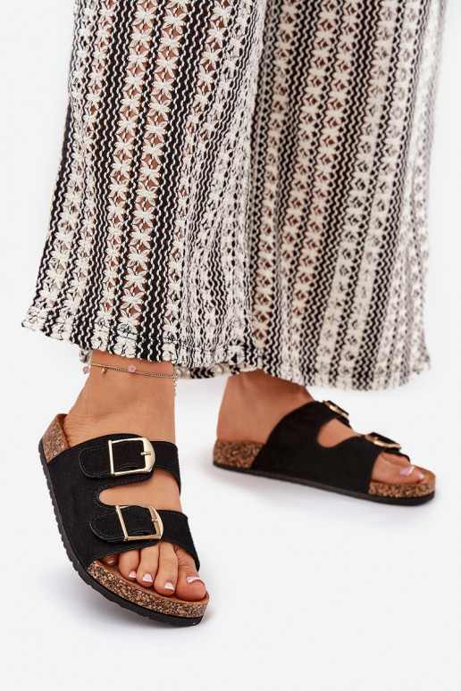 zapatillas de mujer con una plataforma Ze color doradomi con hebillasmi de color negro Lisavionea