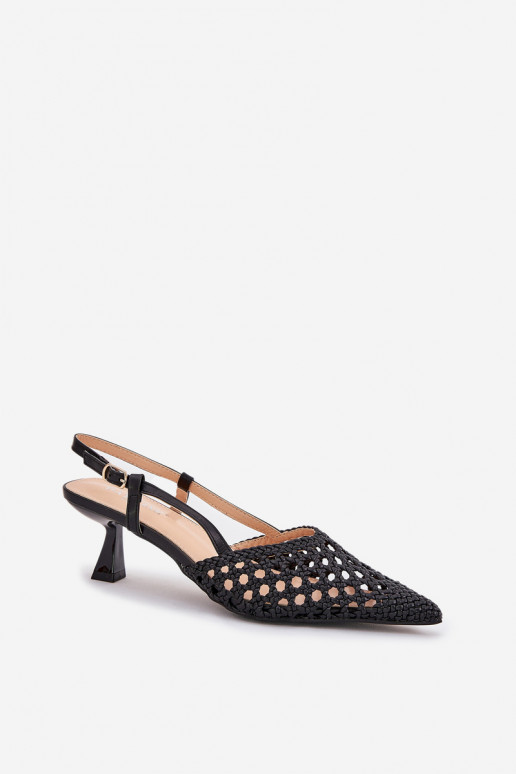 zapatos de tacón alto Ze Szpiczastym Noskiem I Odkrytą Piętą de color negro Umirana